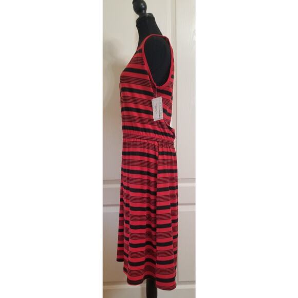 NWT's LuLaRoe Black & Red Striped "Summer" Career Casual Tank Sun Dress Size XL - Picture 4 of 7